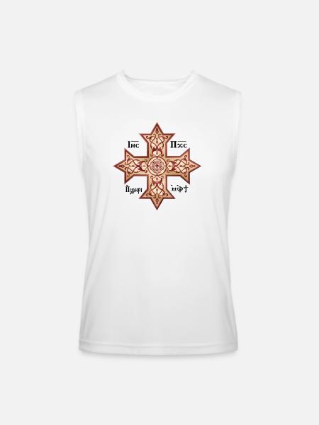 Coptic Cross Golden Icon - Men’s Performance Sleeveless Shirt - white