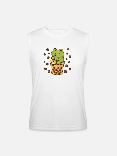 Frog Sipping Boba - Men’s Performance Sleeveless Shirt - white