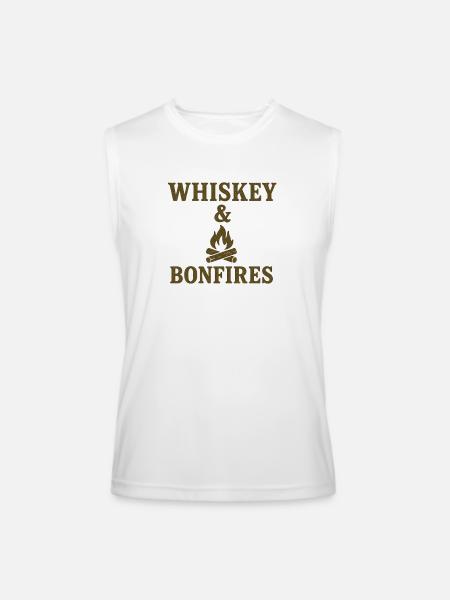 Whiskey & Bonfires Rustic Camp Graphic - Men’s Performance Sleeveless Shirt - white