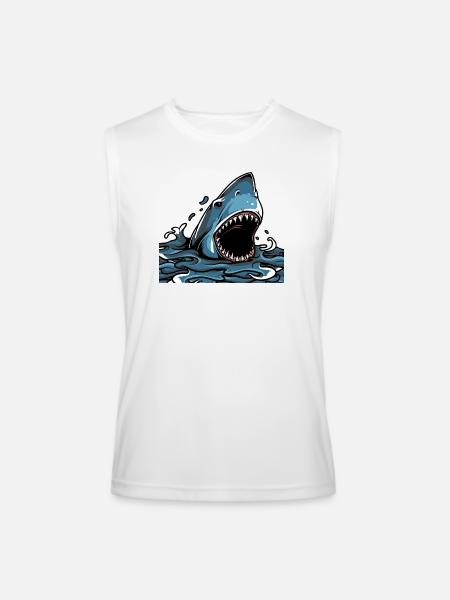 Shark Attack Splash - Men’s Performance Sleeveless Shirt - white