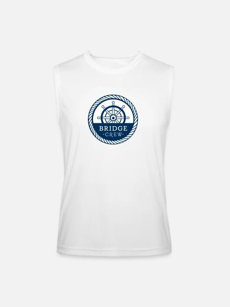 Bridge Crew Nautical Command Badge - Men’s Performance Sleeveless Shirt - white