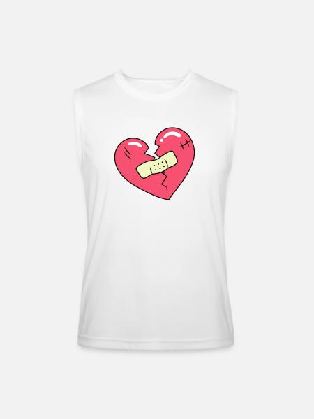 Broken Heart and Patch - Men’s Performance Sleeveless Shirt - white