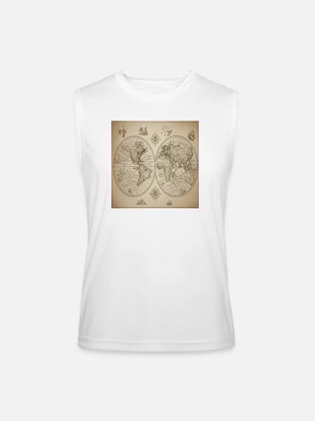Antique double-halved world map - Men’s Performance Sleeveless Shirt - white