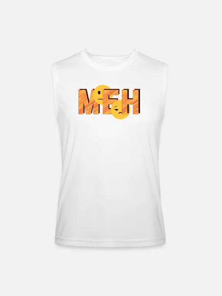 Meh on Striped Word - Men’s Performance Sleeveless Shirt - white