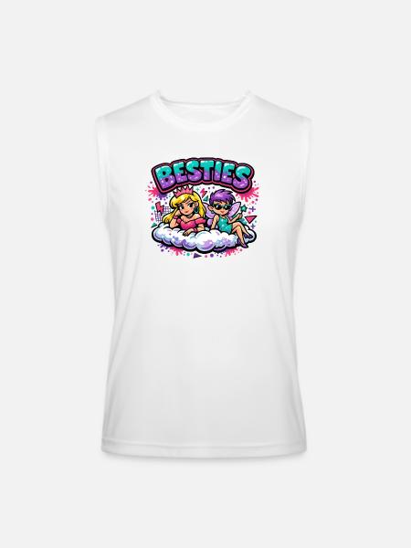 Besties Cloud Duo - Men’s Performance Sleeveless Shirt - white