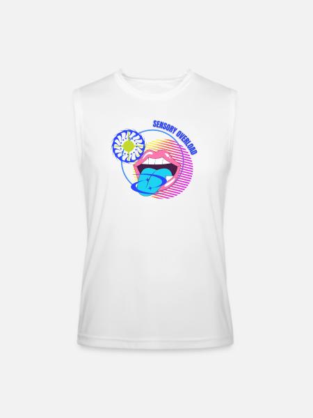 Sensory Overload Glitch Aesthetic - Men’s Performance Sleeveless Shirt - white