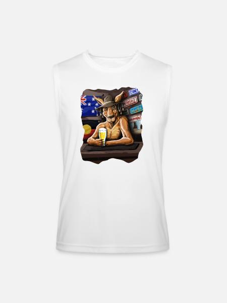 AUSSIE PUB ROO - Men’s Performance Sleeveless Shirt - white