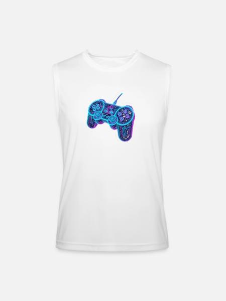 Futuristic Neon Wireframe Game Controller - Men’s Performance Sleeveless Shirt - white