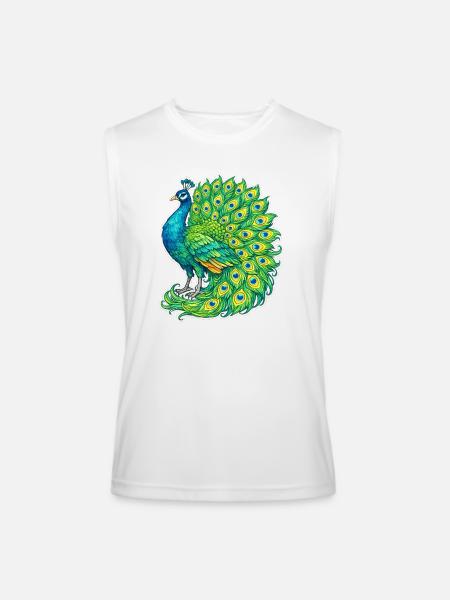 Vivid Peacock Cascade - Men’s Performance Sleeveless Shirt - white