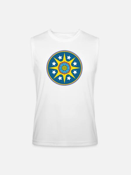 Solar Starburst Emblem Circle - Men’s Performance Sleeveless Shirt - white