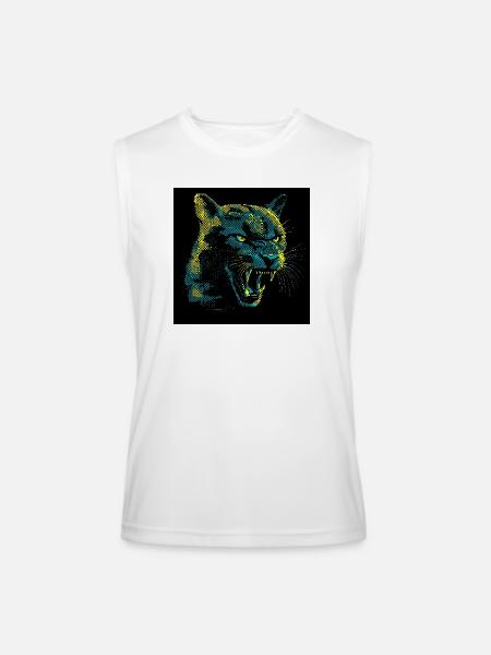 Neon Halftone Cat Roar - Men’s Performance Sleeveless Shirt - white