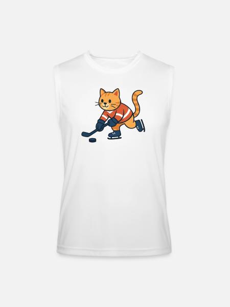 Ice Hockey Cat - Men’s Performance Sleeveless Shirt - white