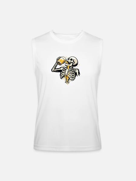 Skeleton Sips Beer - Men’s Performance Sleeveless Shirt - white