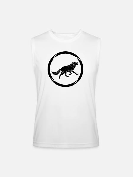 Howling Wolf Circle Silhouette - Men’s Performance Sleeveless Shirt - white - Front