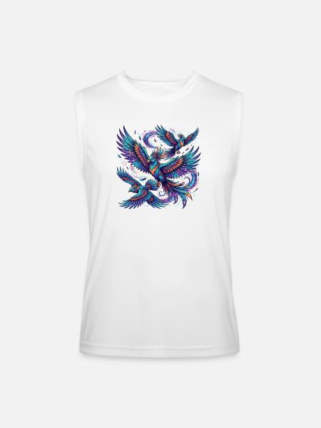 Fantastical birds in flight - Men’s Performance Sleeveless Shirt - white