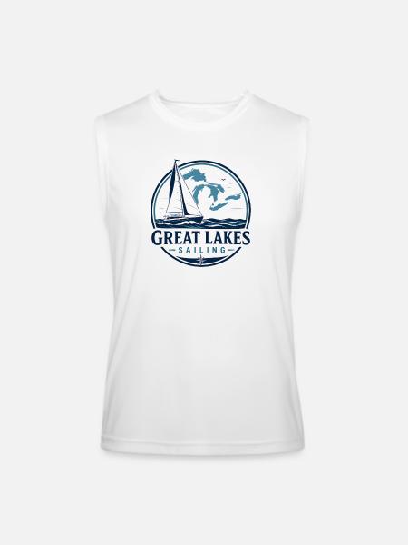 Great Lakes Sailing Logo - Men’s Performance Sleeveless Shirt - white
