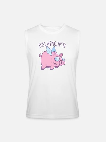 Just Wingin’ It Derpy Flying Pig - Men’s Performance Sleeveless Shirt - white