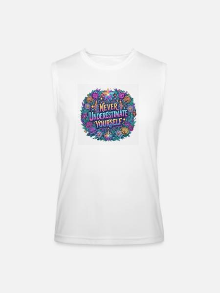 Never Underestimate Yourself Floral Mandala - Men’s Performance Sleeveless Shirt - white - Front