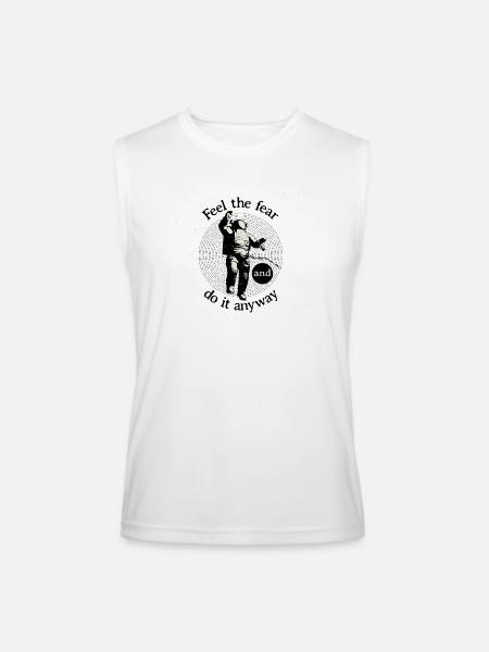 Astronaut Faces Fear Orbit - Men’s Performance Sleeveless Shirt - white