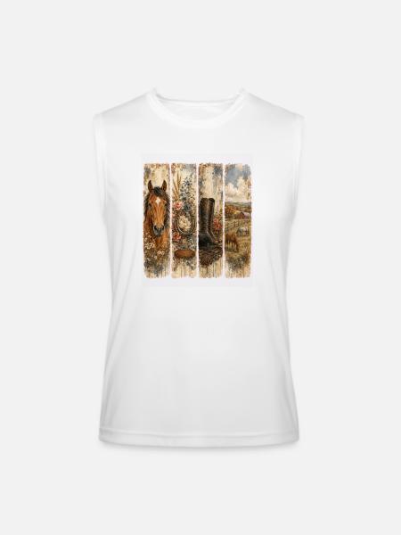 Rustic Western Florals Quartet - Men’s Performance Sleeveless Shirt - white