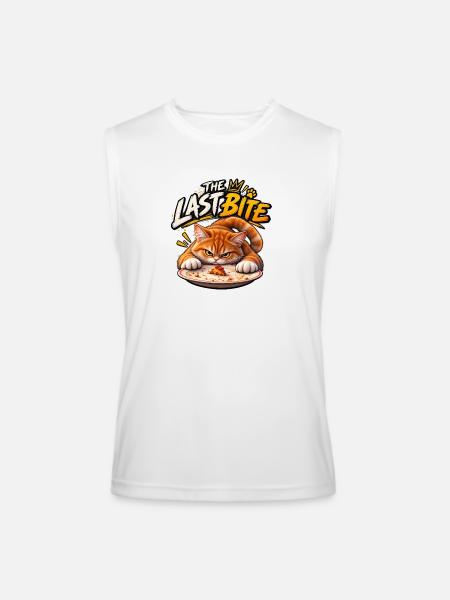 The Last Bite Cat Pizza - Men’s Performance Sleeveless Shirt - white