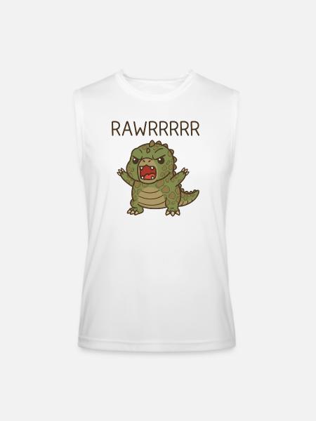 T Rex Funny Dinosaur Cartoon - Men’s Performance Sleeveless Shirt - white