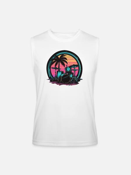 Trap Set Graphic - Men’s Performance Sleeveless Shirt - white