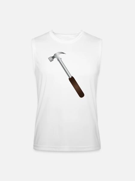 Hammer Carving: Rustic Tool Graphic - Men’s Performance Sleeveless Shirt - white