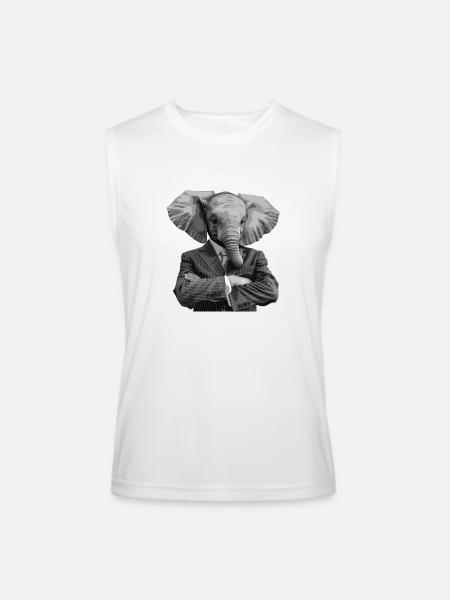 elephant in suit - Men’s Performance Sleeveless Shirt - white