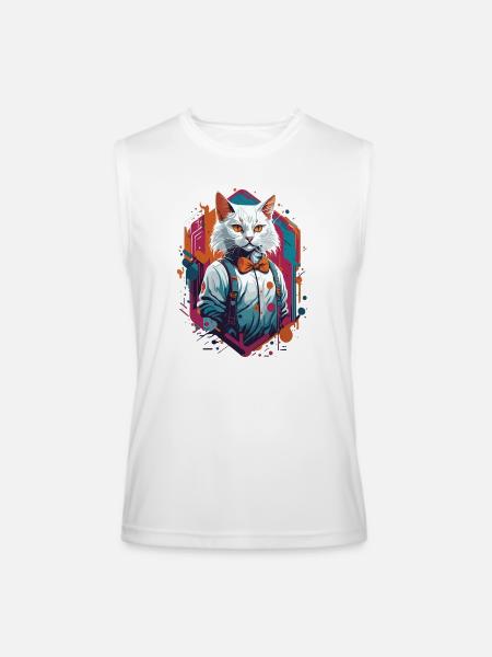 astronaut cat - Men’s Performance Sleeveless Shirt - white