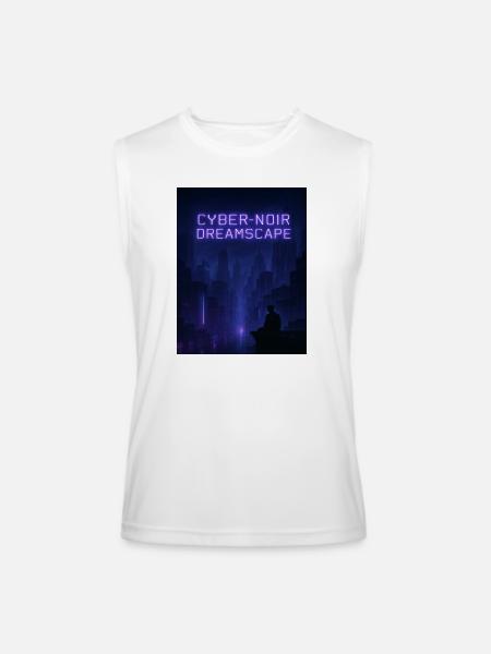 Cyber-Noir Dreamscape Design - Men’s Performance Sleeveless Shirt - white