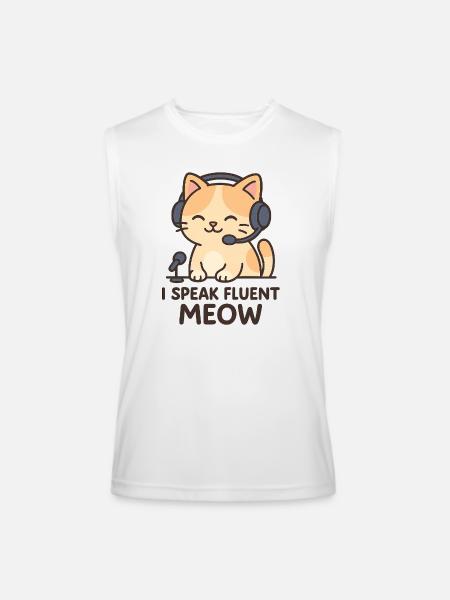 I Speak Fluent Meow - Men’s Performance Sleeveless Shirt - white