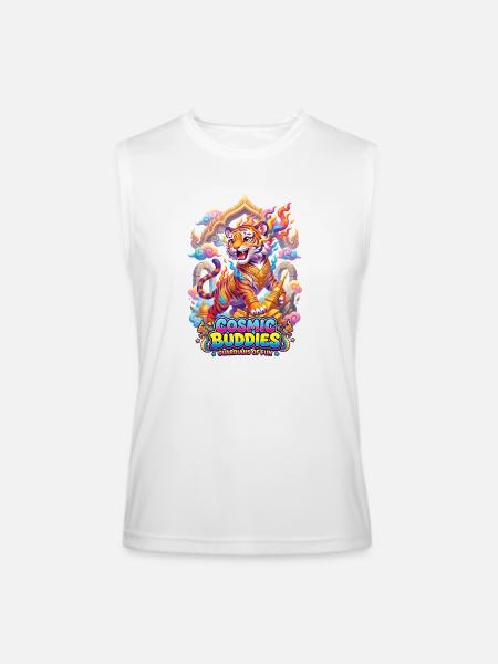 PyroTiger: The Golden Temple Guardian - Men’s Performance Sleeveless Shirt - white