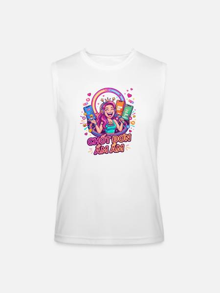 Neon Goddess Streamer - Men’s Performance Sleeveless Shirt - white