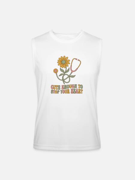 Blooming Heartbeat Stethoscope - Men’s Performance Sleeveless Shirt - white