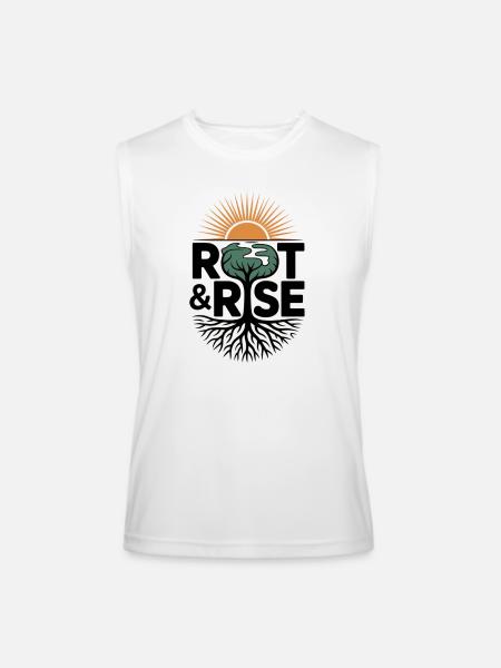 Root & Rise: Sunburst Tree - Men’s Performance Sleeveless Shirt - white
