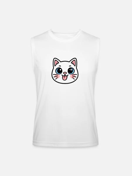 Kawaii Black Cat Face - Men’s Performance Sleeveless Shirt - white