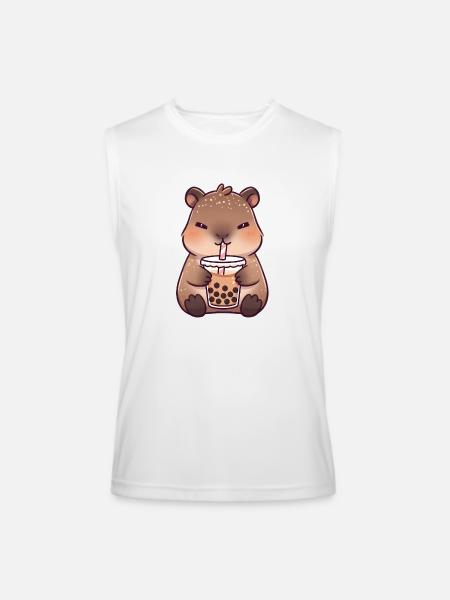 Kawaii CapybaraDrinking Milk Tea - Men’s Performance Sleeveless Shirt - white