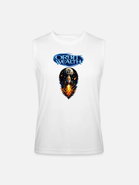 Orbit Wealth Bitcoin Rocket - Men’s Performance Sleeveless Shirt - white