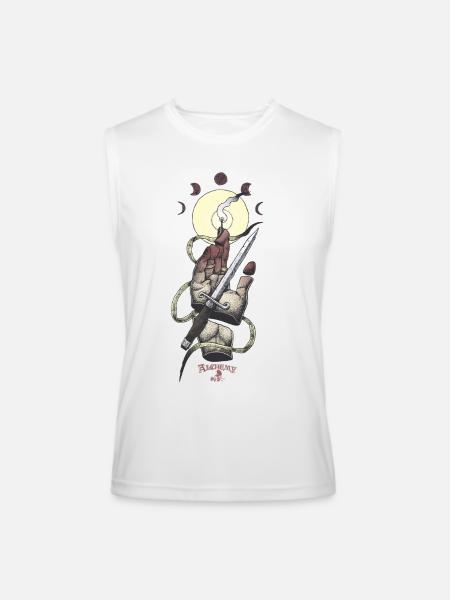 Alchemy England Symbol: Hand, Dagger, Light - Men’s Performance Sleeveless Shirt - white - Front