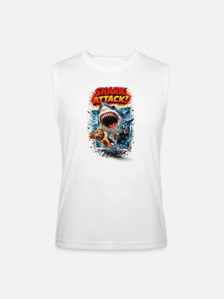 Shark Attack Retro Comic Splash - Men’s Performance Sleeveless Shirt - white