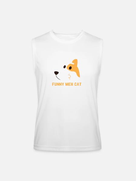Funny Meh Cat Birthday - Men’s Performance Sleeveless Shirt - white