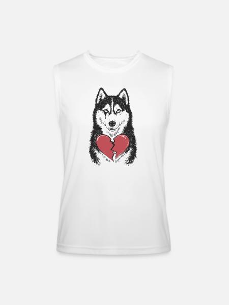 Husky Crying Broken Heart - Men’s Performance Sleeveless Shirt - white
