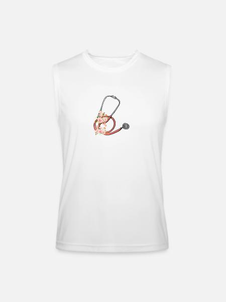 Stethoscope Floral Sticker - Men’s Performance Sleeveless Shirt - white
