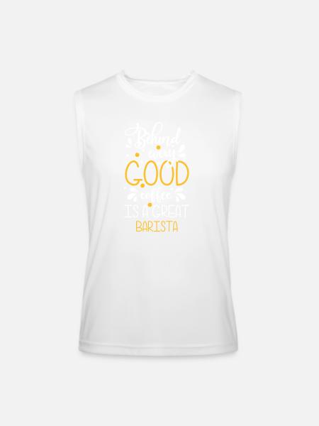 Espresso Milk Foam Coffee Cup Working - Men’s Performance Sleeveless Shirt - white - Front