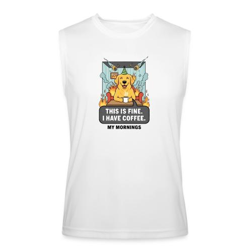 🔥 Funny Dog Meme “This Is Fine, I Have Coffee” - Men’s Performance Sleeveless Shirt