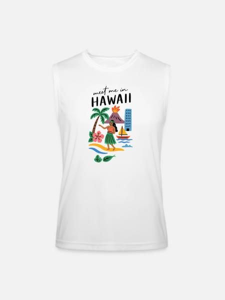 Hawaii Adventure Summer Tee - Men’s Performance Sleeveless Shirt - white