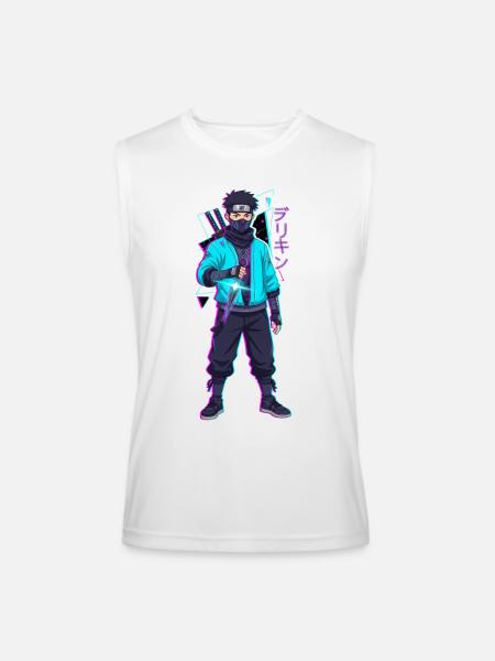 Neon Shinobi Cyan - Men’s Performance Sleeveless Shirt - white