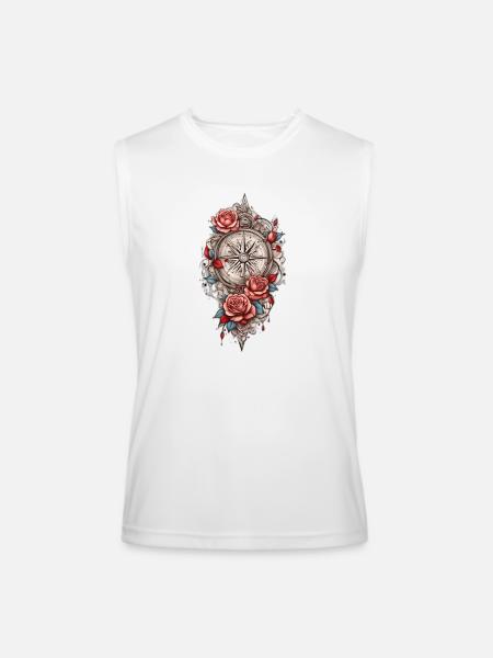 Rose Compass Elegance Collection - Men’s Performance Sleeveless Shirt - white