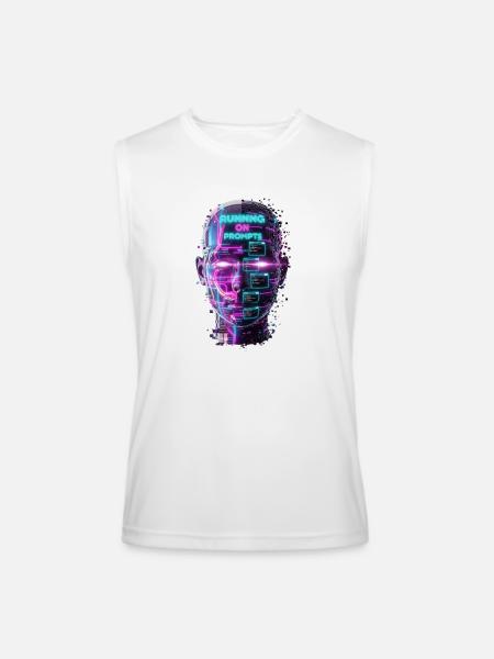 Neon Prompts AI Head - Men’s Performance Sleeveless Shirt - white